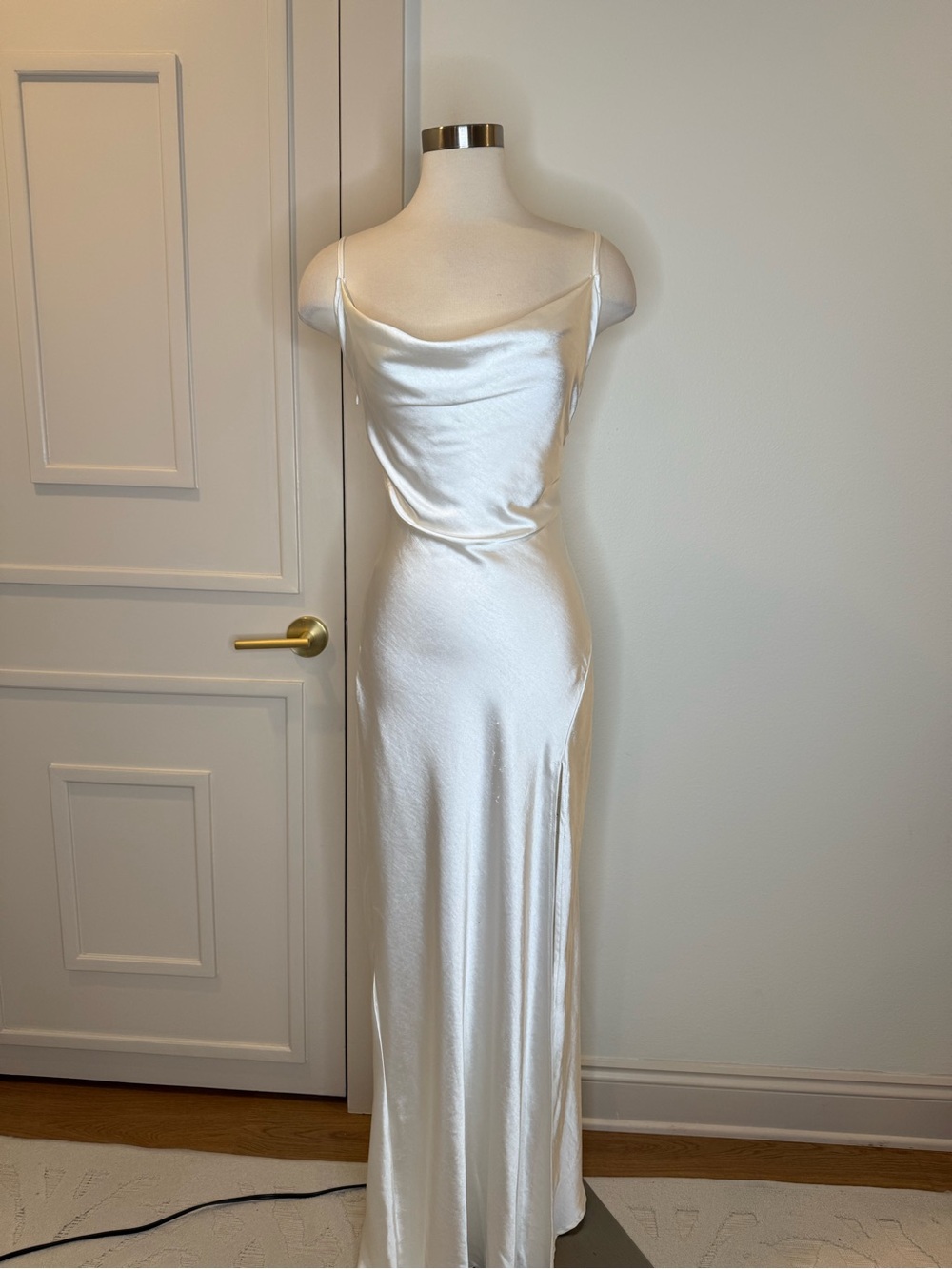 Elegant Satin Slip Maxi Dress in Ivory